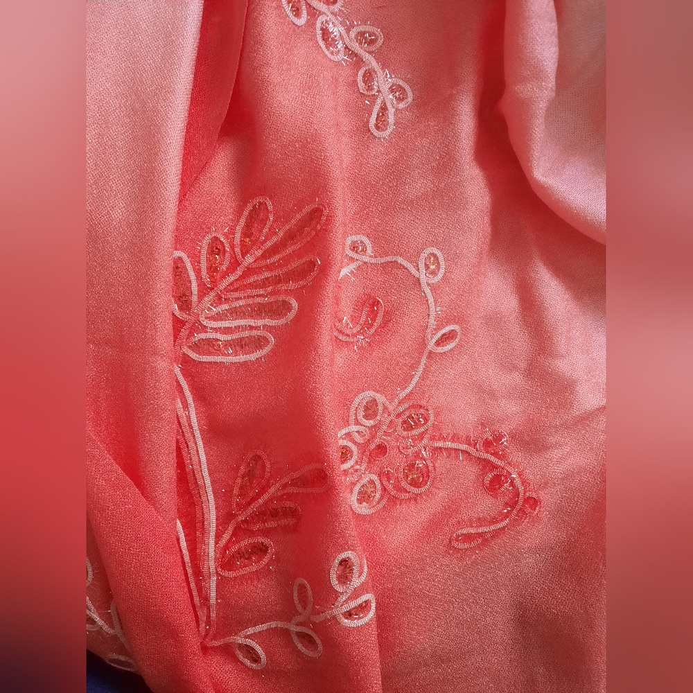 Pashmina Cashmere Scarf ๐ Peach-Orange Ombre - Picture 13 of 15